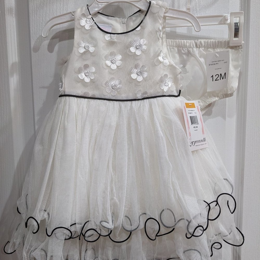 Bonnie Jean baby girls Easter Spring ivory floral dress